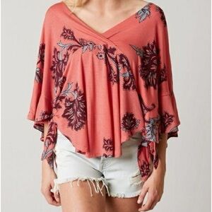 Free People Poncho Shirt With Floral Print